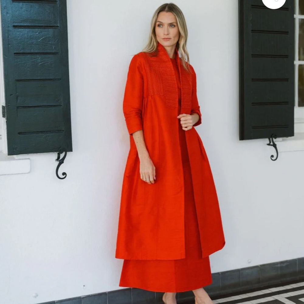 JULIA AMORY LIZA JACKET DUPIONI - FIERY RED
